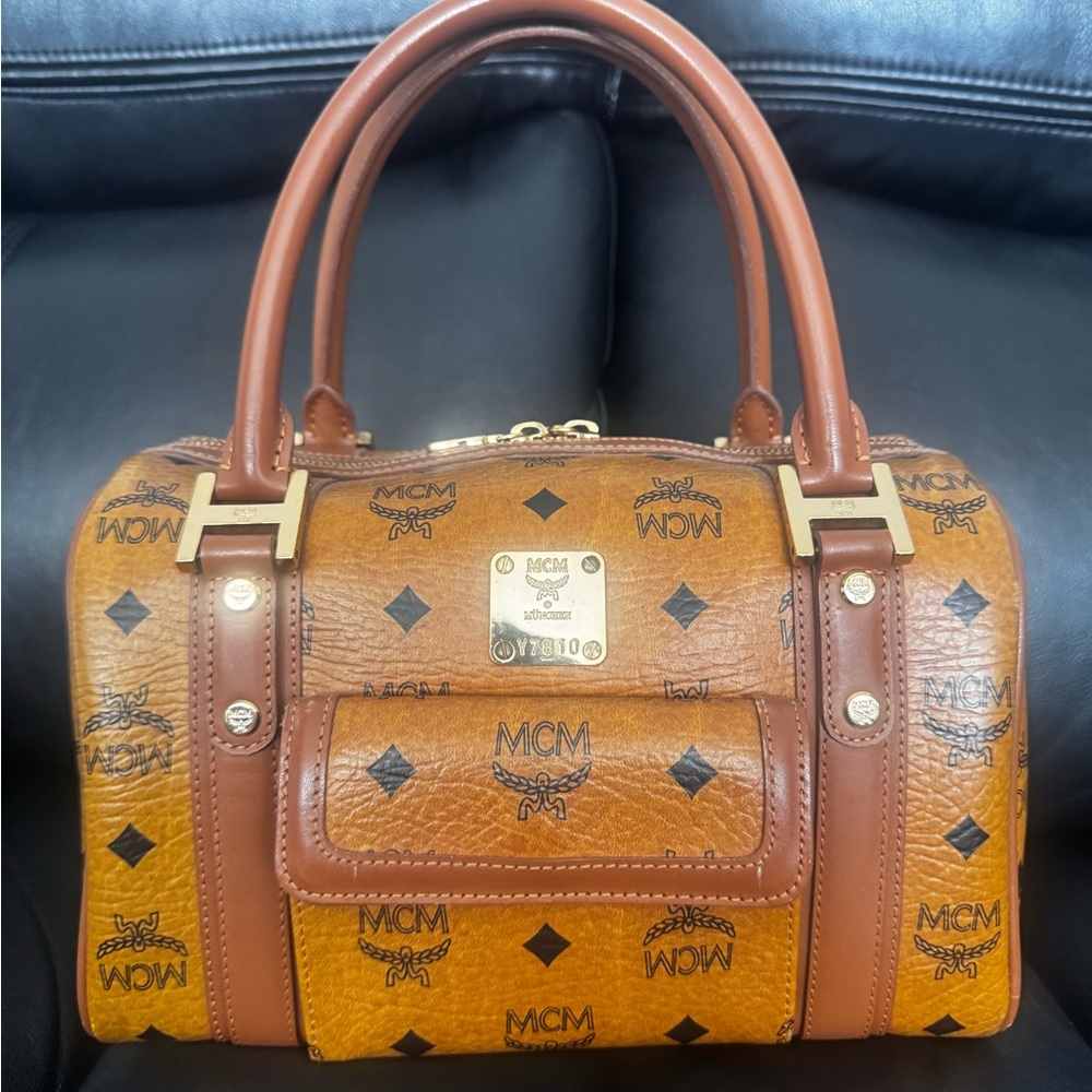 MCM Cognac Visetos Satchel